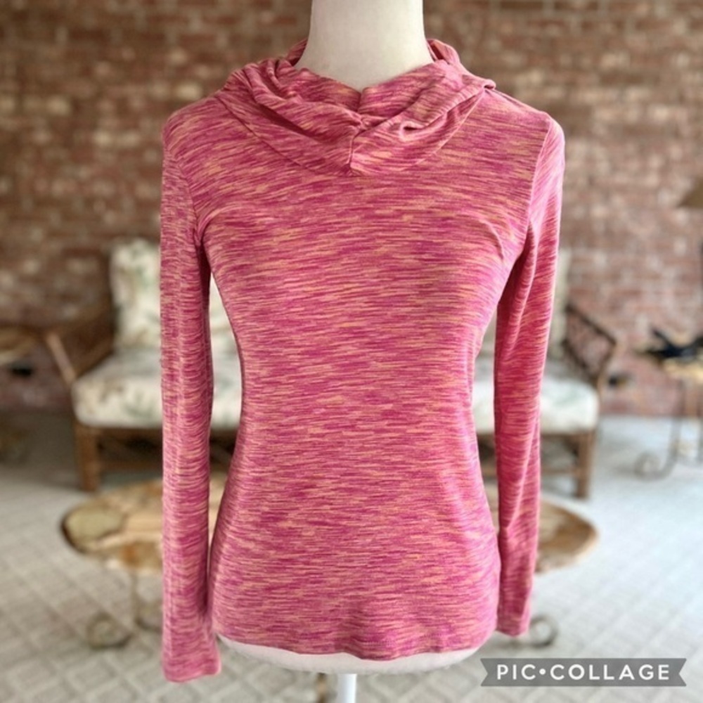 Columbia Hoodie Pink Space Dye Pullover Long Sleeve Knit XS Athleisure Gym